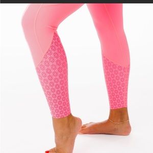 Neon Coral Flower Power Luxe Hi-Rise 7/8 24"